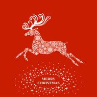 Christmas deer from snowflakes card