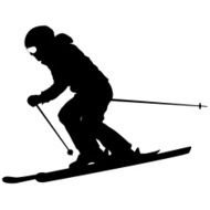 Mountain Skier Speeding Down Slope Vector Sport Silhouette N3