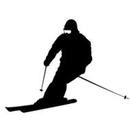 Mountain Skier Speeding Down Slope Vector Sport Silhouette N4