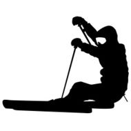 Mountain Skier Speeding Down Slope Vector Sport Silhouette N5