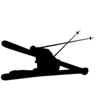 Mountain Skier Speeding Down Slope Vector Sport Silhouette N6