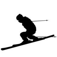 Mountain Skier Speeding Down Slope Vector Sport Silhouette N7