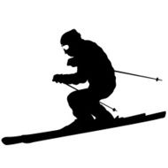 Mountain Skier Speeding Down Slope Vector Sport Silhouette N8