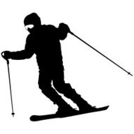 Mountain Skier Speeding Down Slope Vector Sport Silhouette N9