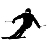 Mountain Skier Speeding Down Slope Vector Sport Silhouette N10