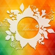 Frame from autumnal leaves on white silhouette background