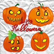 Set of spooky halloween jack o lanterns N2