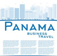 Outline Panama City skyline with blue skyscrapers and copy space N2