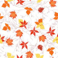 Bright autumn leaves on branches seamless vector print N2