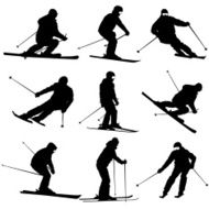 Set mountain skier speeding down slope Vector sport
