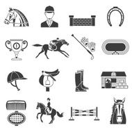 Black Icons Set With Horse Equipment