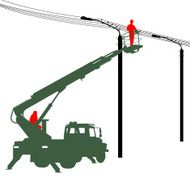 Electrician making repairs at a power pole Vector illustration N2
