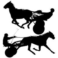 vector silhouette of horse and jockey N2