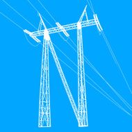 Silhouette of high voltage power lines Vector illustration N6