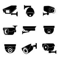 Security surveillance camera CCTV vector icons set