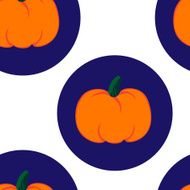 Seamless pumpkins in blue rounds