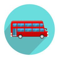 Double Decker Red Bus icon flat style