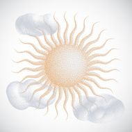 Sun with Clouds Halftone style