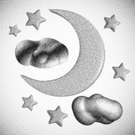 Night Sky Moon with Clouds