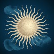 Sun with Clouds Halftone style N2