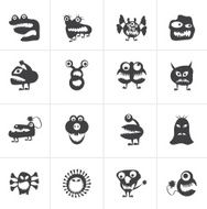 Black various abstract monsters illustration