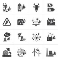 Black Green energy and environment icons N2