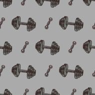 Hand drawn vector gym seamless pattern - sport and fitness N2