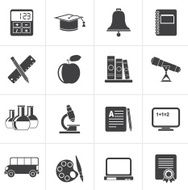 Black Education and school objects icons - vector icon set N2