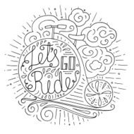Doodle typography poster with bycicle