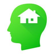 Male head icon with a house N2