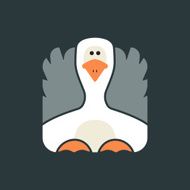 Flat square icon of a cute goose