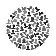 men and women head simple avatar icons in circle eps10