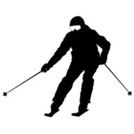 Mountain Skier Speeding Down Slope Vector Sport Silhouette N17