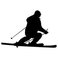 Mountain Skier Speeding Down Slope Vector Sport Silhouette N18