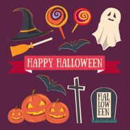 Colorful Happy halloween set