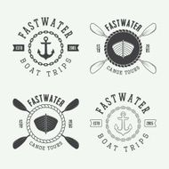 Set of vintage rafting badges