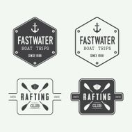 Set of vintage rafting logo labels and badges