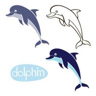 Set of dolphins isolated on white background N2
