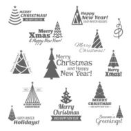Christmas tree stamps set black