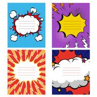 Set of 4 comics book design element Vector illustration N5