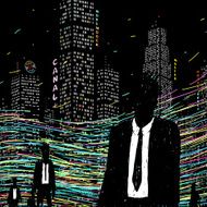 Men in suits on the background of city