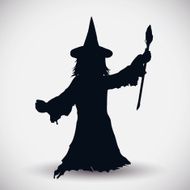 Wizard Silhouette with Magic Wand