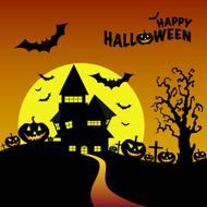Happy Halloween with big Moon background