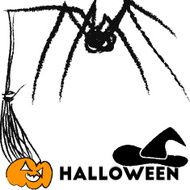 Set of elements for Halloween as a postcard