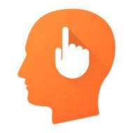 Male head icon with a pointing hand N2