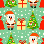 New Year seamless card with Santa Claus and Christmas tree