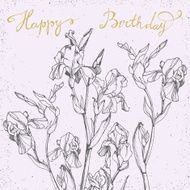 Happy Birthday Card with bunch of irises N2