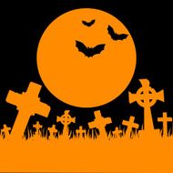 Orange moon cemetery and bats