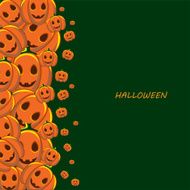 Pumpkin and halloween on green