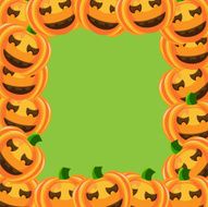 Pumpkin frame on green